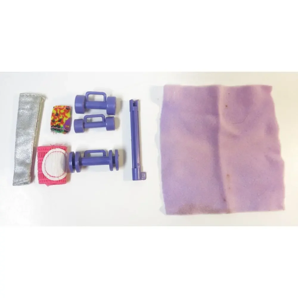 VINTAGE 1984 Barbie Work Out Center Gym Weights Towel  Parts Not Complete Retro